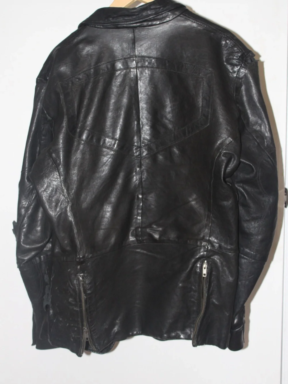 VINTAGE thrifted Diesel Men's Black Distressed Leather Jacket